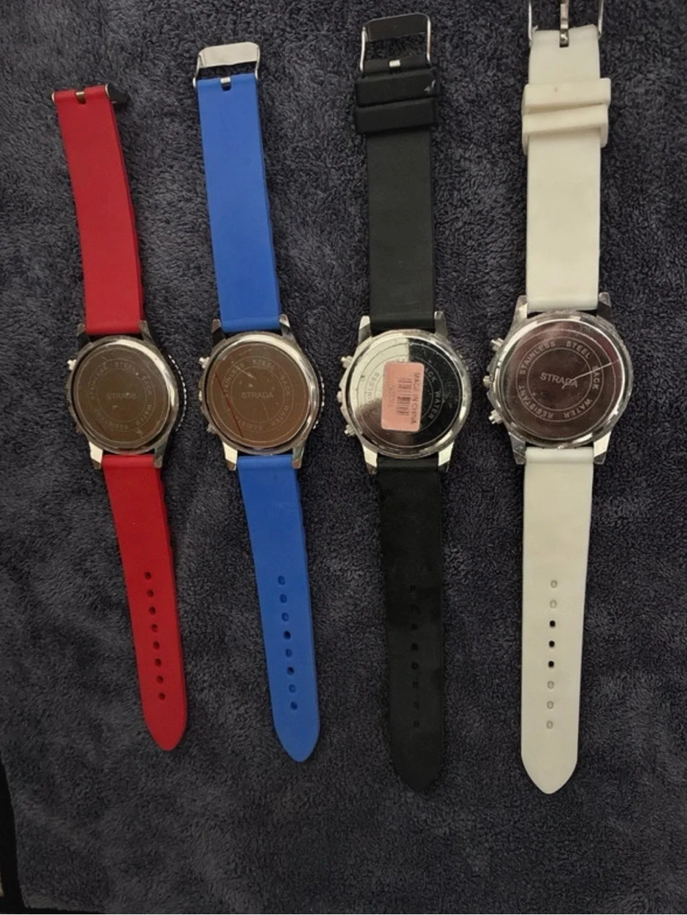 Set of 4 Strada Watches Red, Blue, Black, White (4-Pack)